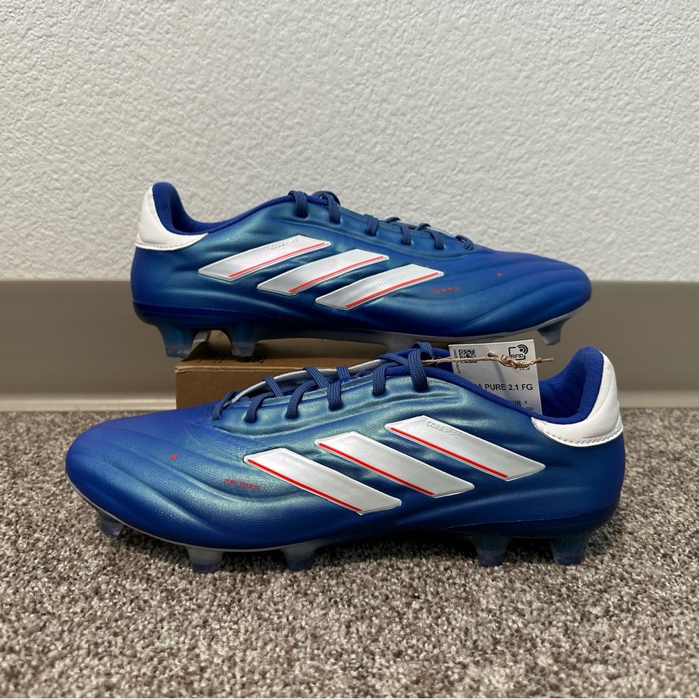 NEW mens adidas copa pure 2.1 FG soccer cleats marinerush blue white size 8.5